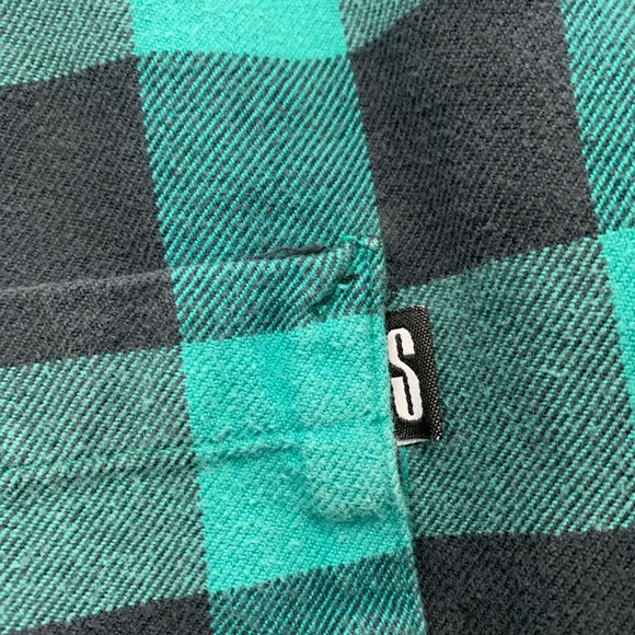 Stussy Green Plaid Flannel button down Large - Picture 6 of 7